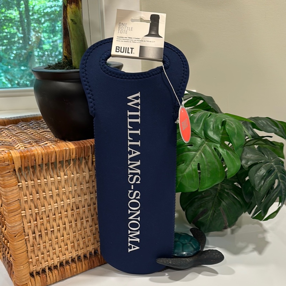 Built for Williams Sonoma Navy Blue Wine Bottle Tote NWT